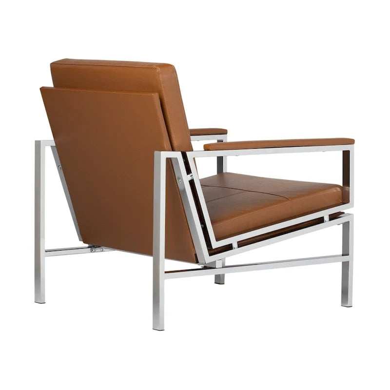 Strick & Bolton Regina Metal and Bonded Leather Mid Century Accent Chair