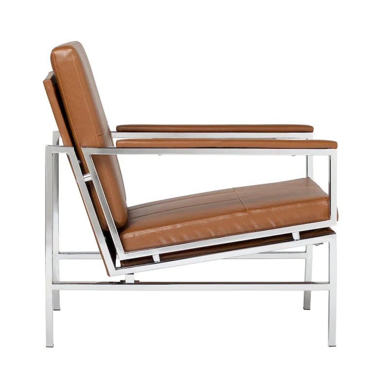 Strick & Bolton Regina Metal and Bonded Leather Mid Century Accent Chair