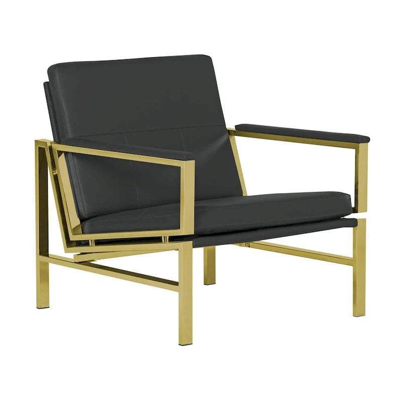 Strick & Bolton Regina Metal and Bonded Leather Mid Century Accent Chair