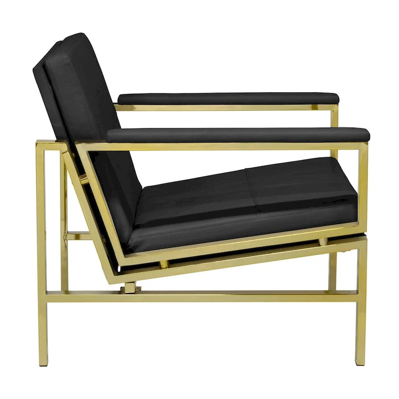 Strick & Bolton Regina Metal and Bonded Leather Mid Century Accent Chair