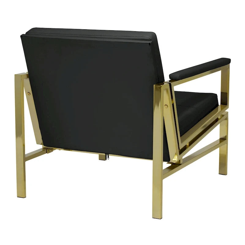 Strick & Bolton Regina Metal and Bonded Leather Mid Century Accent Chair