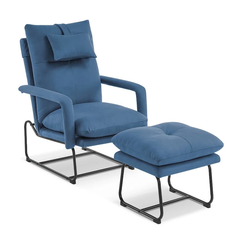 MCombo Accent Recliner with Ottoman, Armchairs with Adjustable Backrest for Living Room Bedroom, Leathaire Fabric 4233