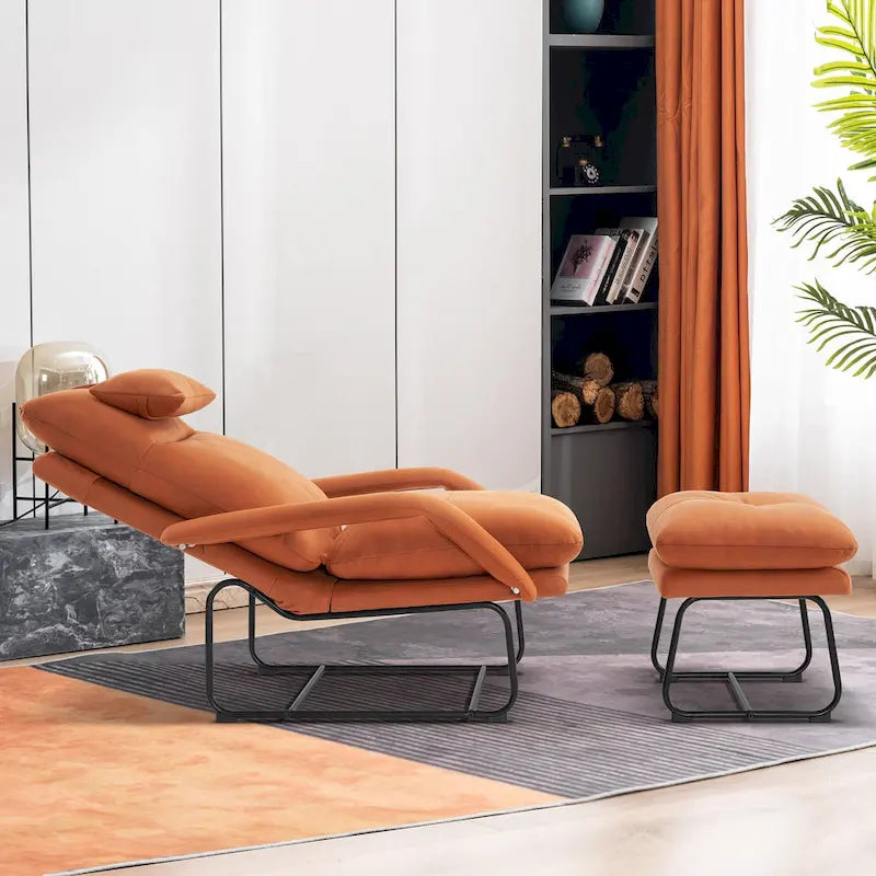 MCombo Accent Recliner with Ottoman, Armchairs with Adjustable Backrest for Living Room Bedroom, Leathaire Fabric 4233