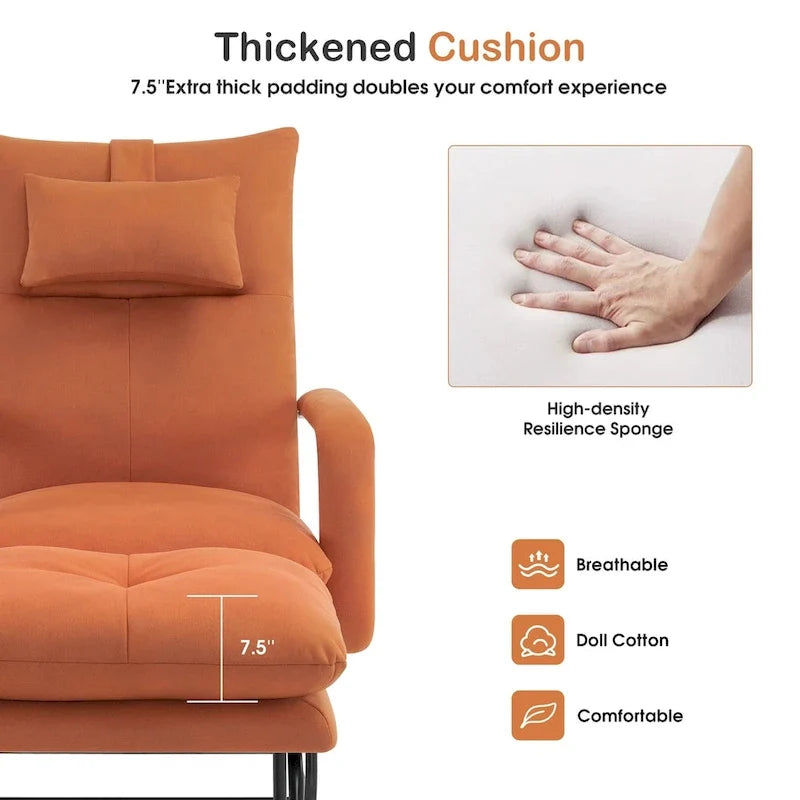 MCombo Accent Recliner with Ottoman, Armchairs with Adjustable Backrest for Living Room Bedroom, Leathaire Fabric 4233