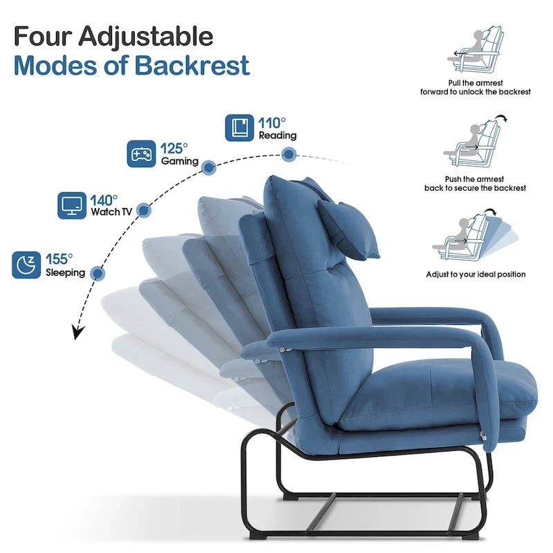 MCombo Accent Recliner with Ottoman, Armchairs with Adjustable Backrest for Living Room Bedroom, Leathaire Fabric 4233