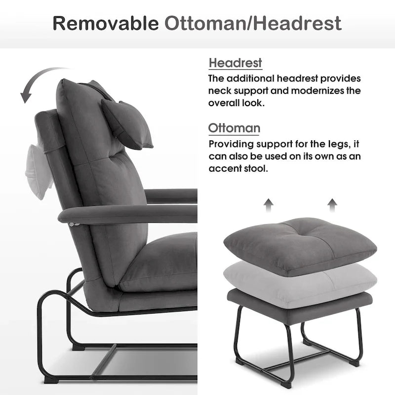 MCombo Accent Recliner with Ottoman, Armchairs with Adjustable Backrest for Living Room Bedroom, Leathaire Fabric 4233