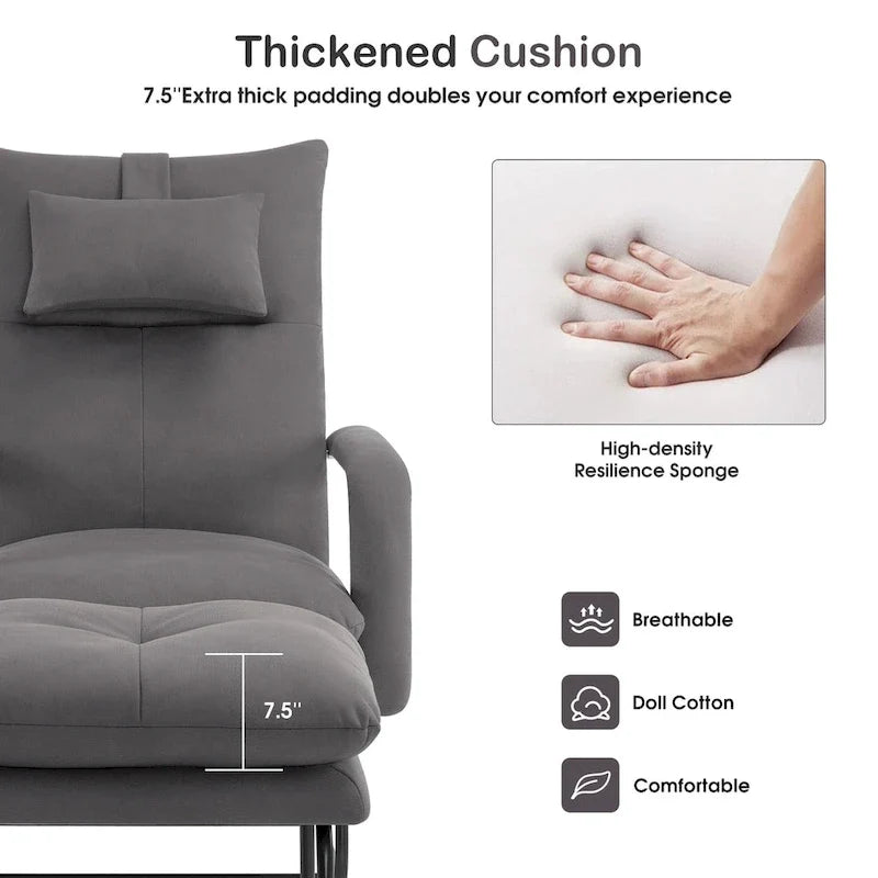 MCombo Accent Recliner with Ottoman, Armchairs with Adjustable Backrest for Living Room Bedroom, Leathaire Fabric 4233