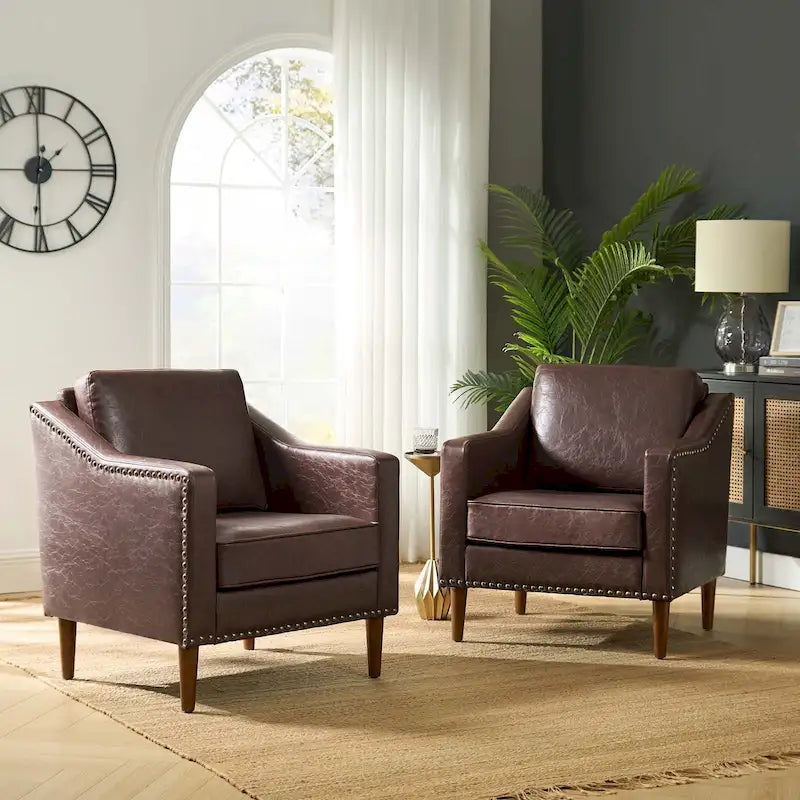 Duarte Transitional Armchair with Sloped Arms Set of 2