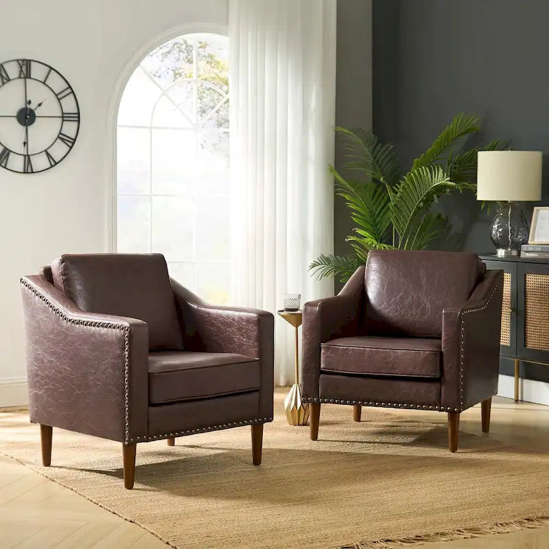 Duarte Transitional Armchair with Sloped Arms Set of 2