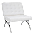 Fauteuil d'appoint du milieu du siècle Newel en cuir mélangé moderne et structure en métal chromé
