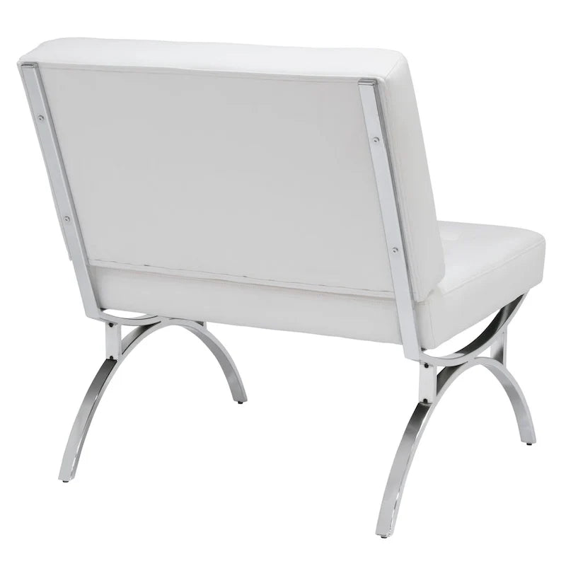 Fauteuil d'appoint du milieu du siècle Newel en cuir mélangé moderne et structure en métal chromé