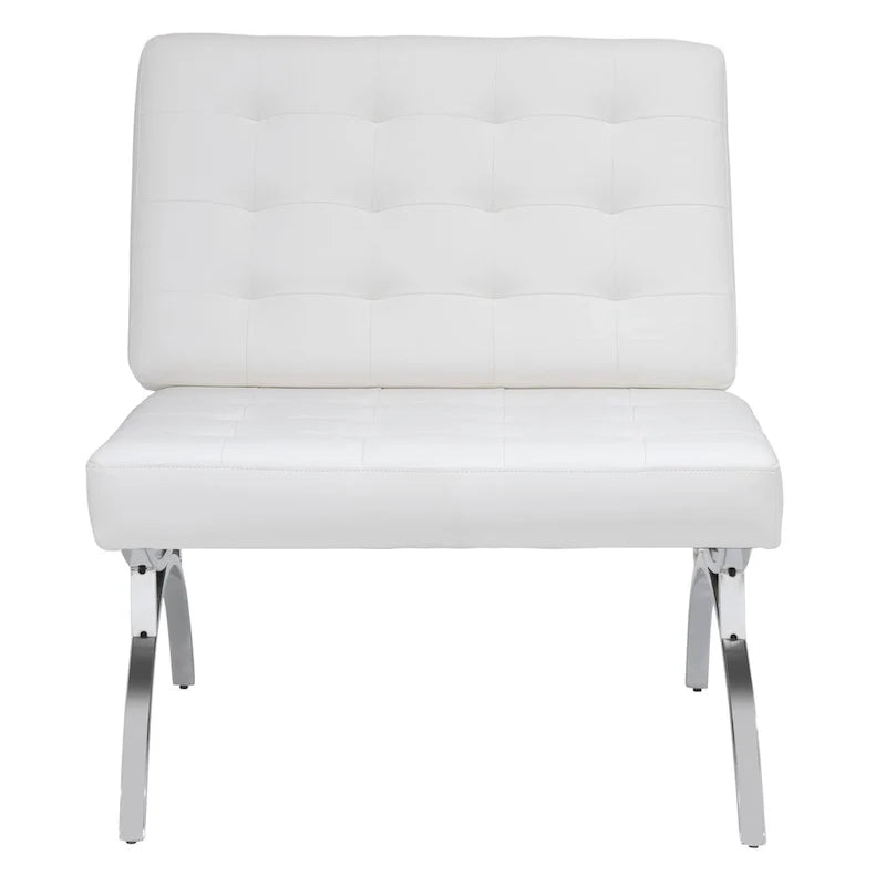 Fauteuil d'appoint du milieu du siècle Newel en cuir mélangé moderne et structure en métal chromé