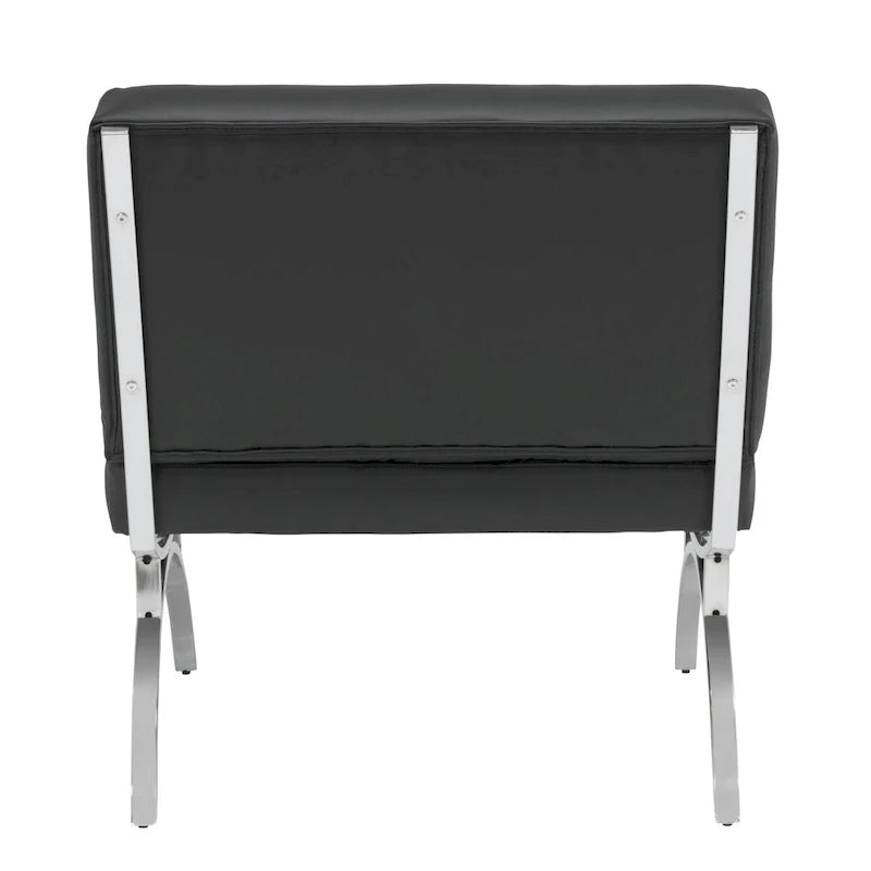Fauteuil d'appoint du milieu du siècle Newel en cuir mélangé moderne et structure en métal chromé
