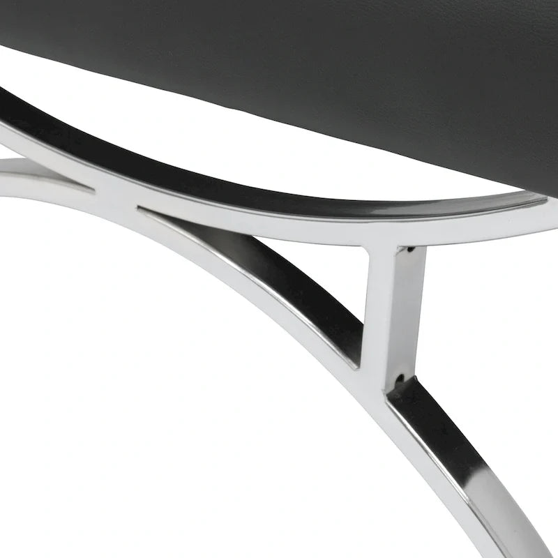 Fauteuil d'appoint du milieu du siècle Newel en cuir mélangé moderne et structure en métal chromé