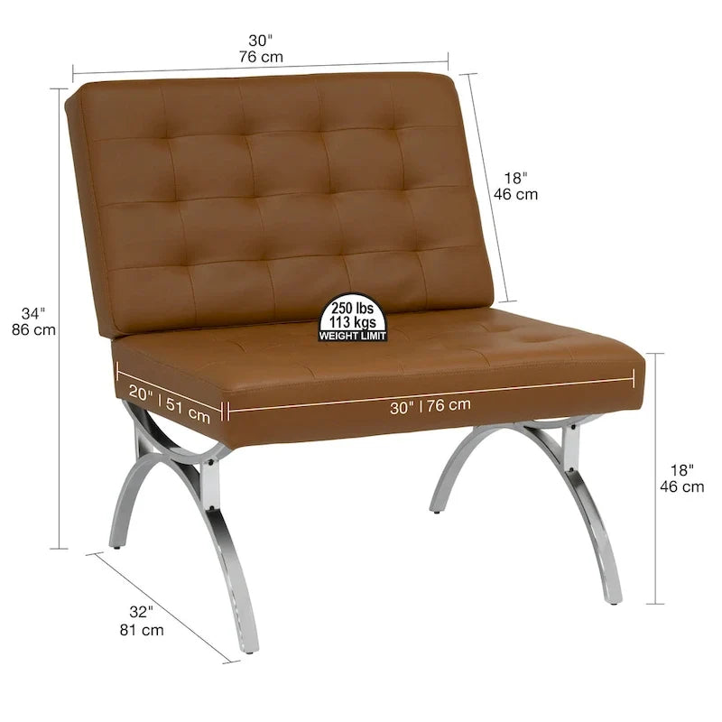 Fauteuil d'appoint du milieu du siècle Newel en cuir mélangé moderne et structure en métal chromé