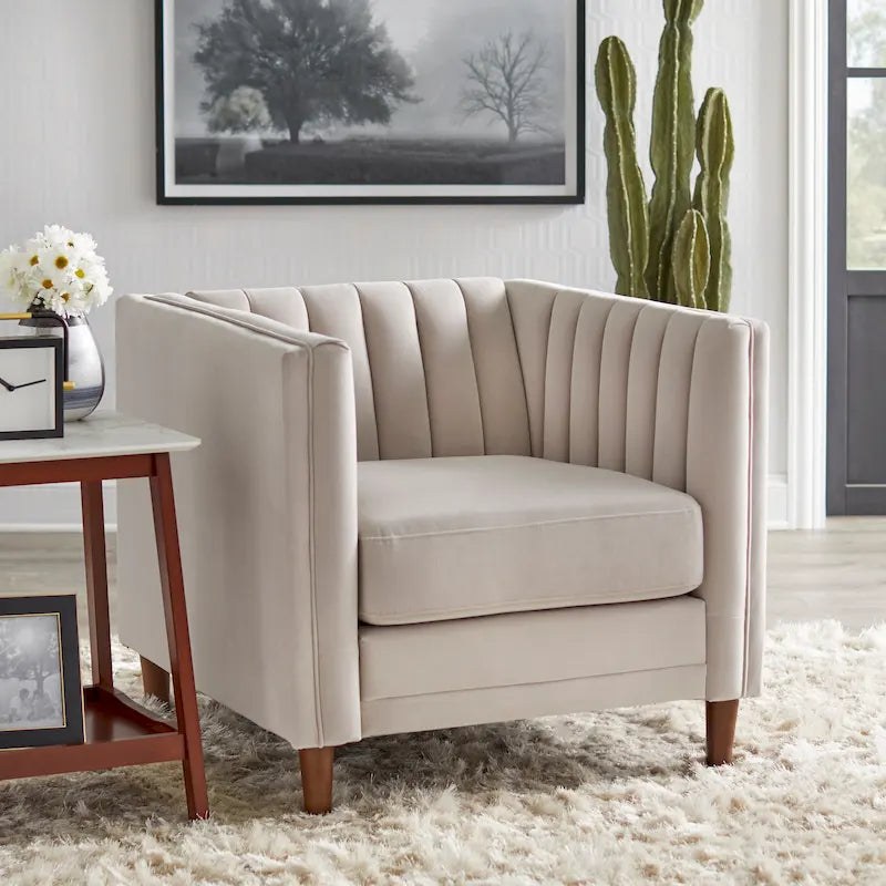 Lifestorey Paxton Channel Stitch Tuxedo Chair