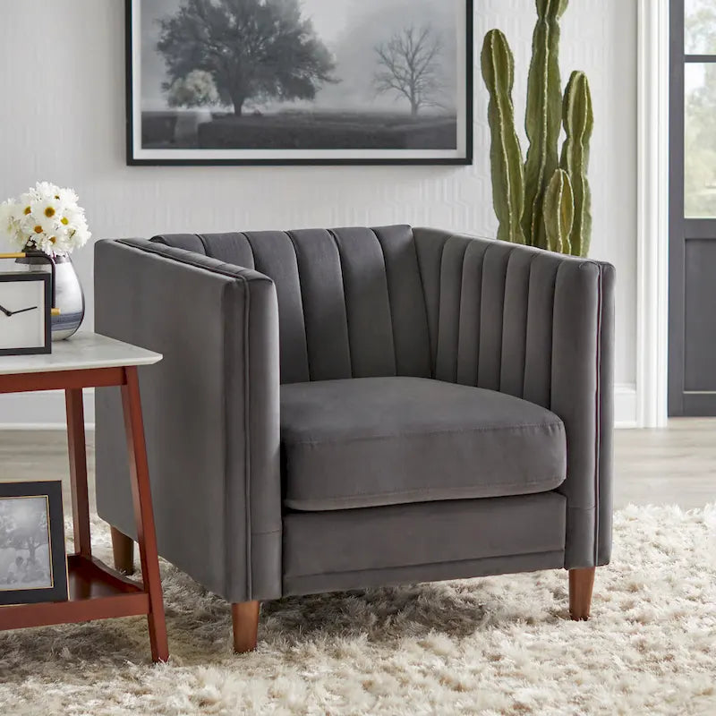 Lifestorey Paxton Channel Stitch Tuxedo Chair