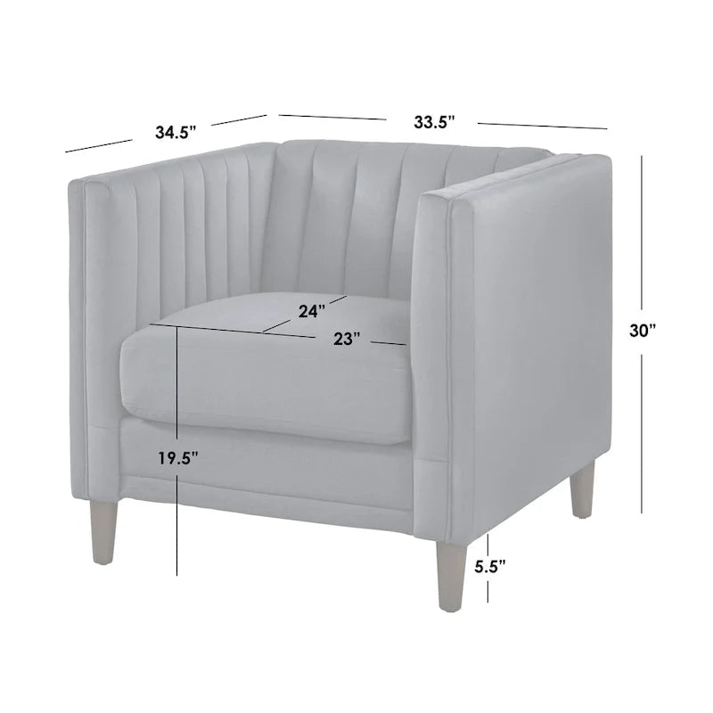 Lifestorey Paxton Channel Stitch Tuxedo Chair
