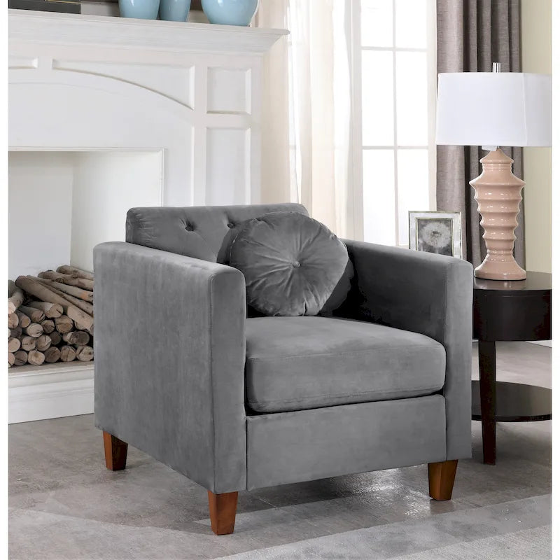Persaud Velvet Kitts Classic Chesterfield Chair