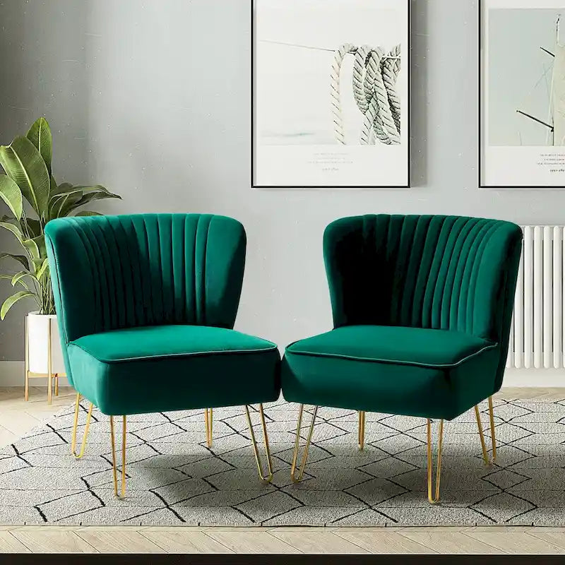 Barto Upholstered Side Chair with Tufted Back Set of 2 by HULALA HOME