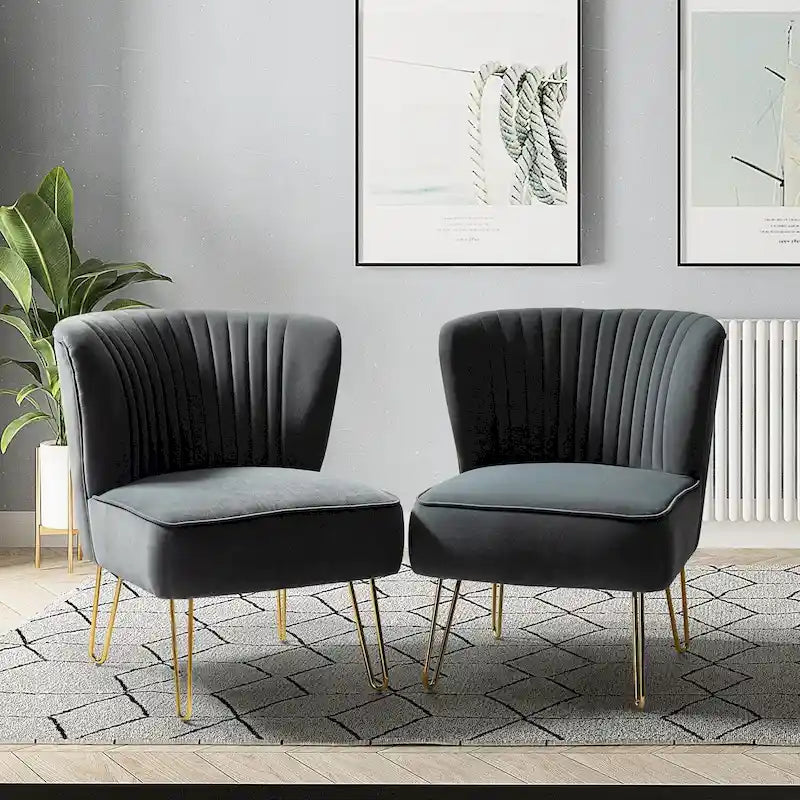 Barto Upholstered Side Chair with Tufted Back Set of 2 by HULALA HOME