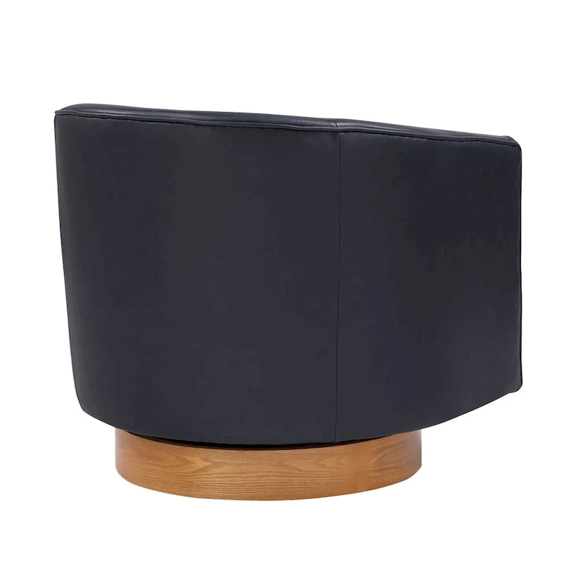 Ingram Faux Leather Wood Base Barrel Swivel Chair by Greyson Living