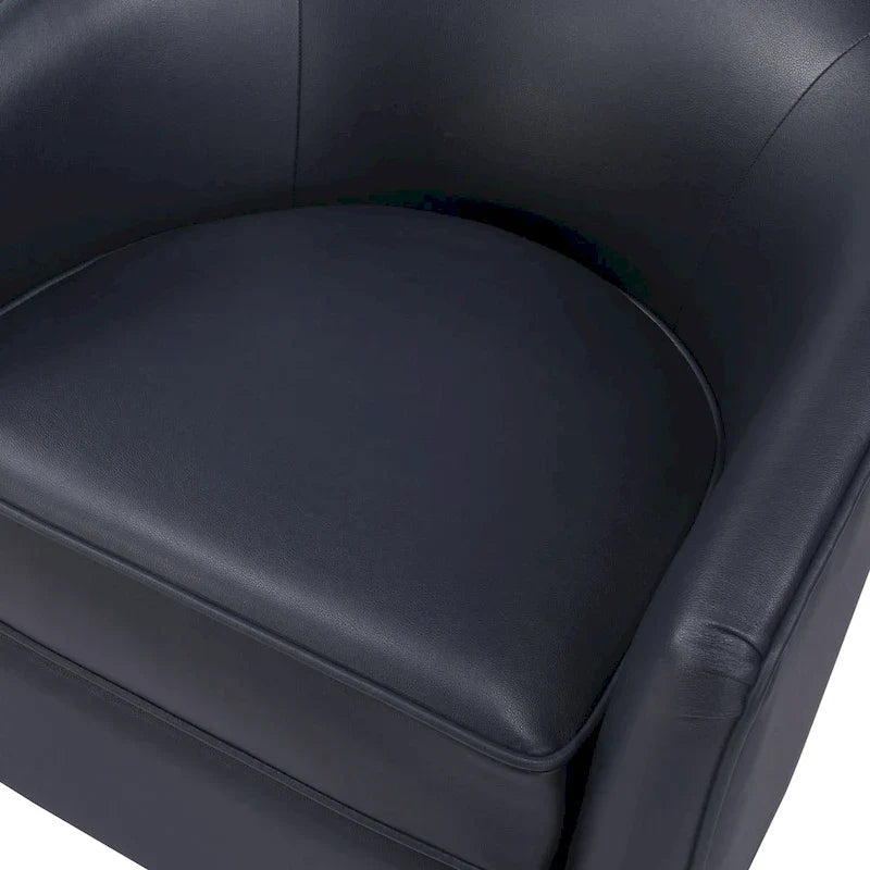Ingram Faux Leather Wood Base Barrel Swivel Chair by Greyson Living