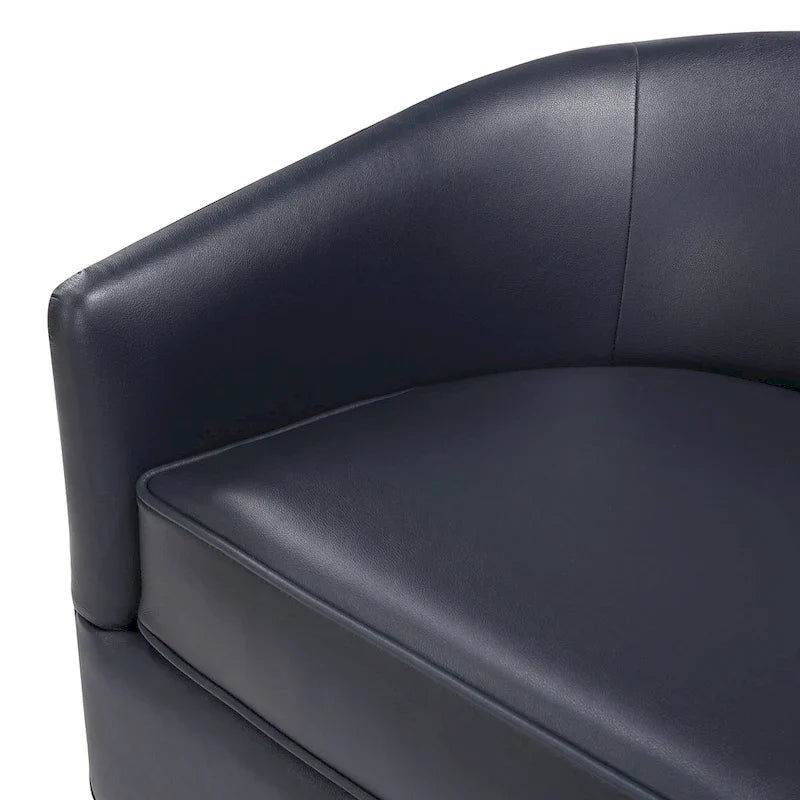Ingram Faux Leather Wood Base Barrel Swivel Chair by Greyson Living
