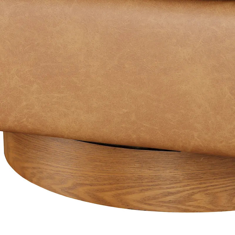 Ingram Faux Leather Wood Base Barrel Swivel Chair by Greyson Living