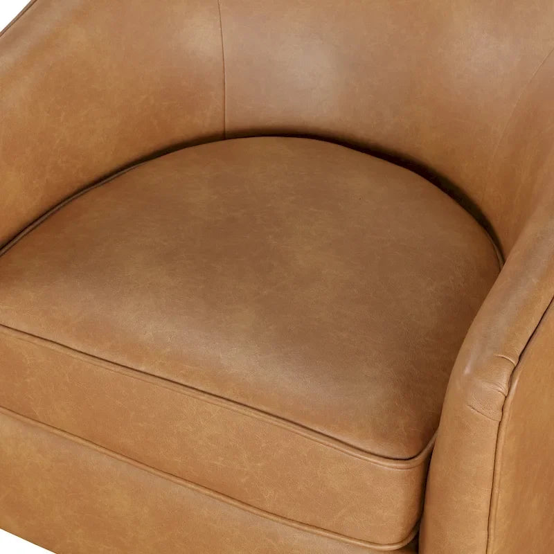 Ingram Faux Leather Wood Base Barrel Swivel Chair by Greyson Living