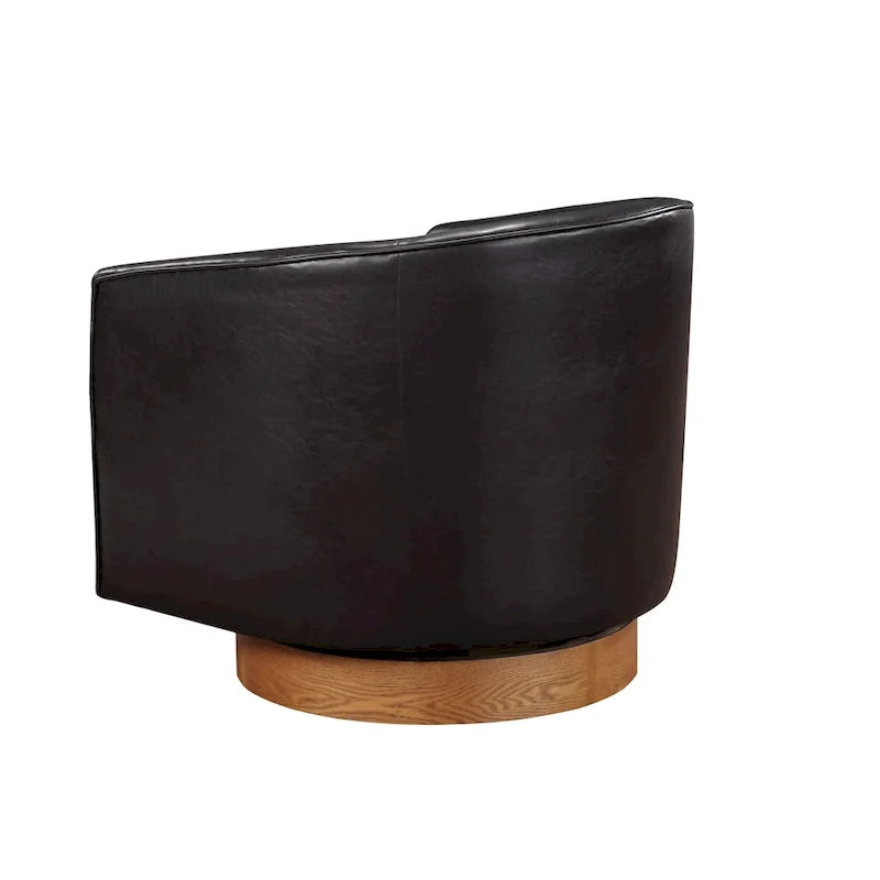 Ingram Faux Leather Wood Base Barrel Swivel Chair by Greyson Living