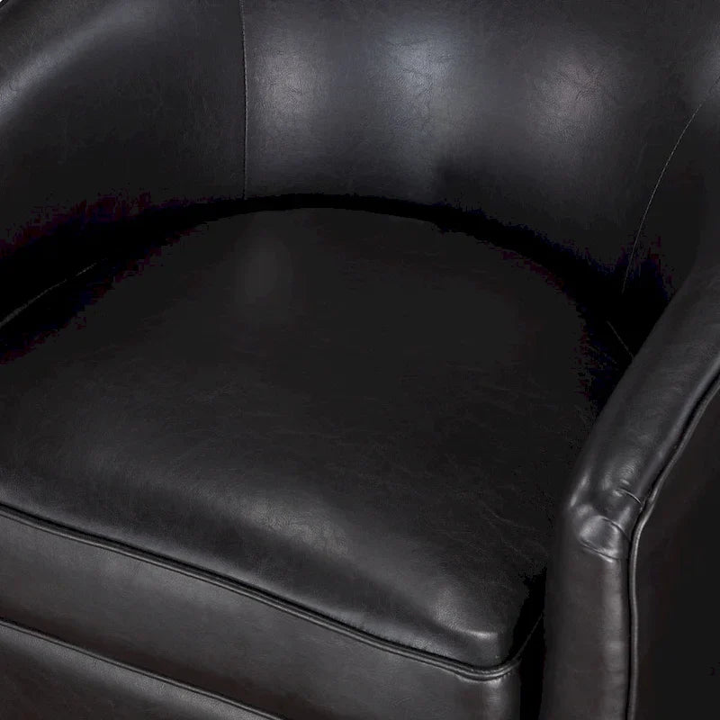 Ingram Faux Leather Wood Base Barrel Swivel Chair by Greyson Living