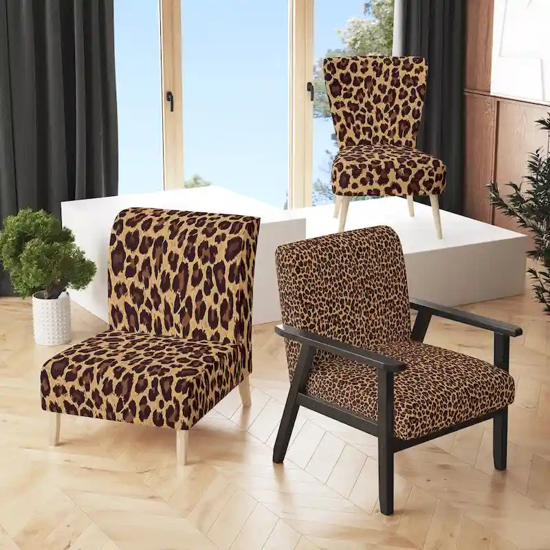 Designart Fauteuil d'appoint et fauteuil à accoudoirs en tissu d'ameublement Leopard Fur II