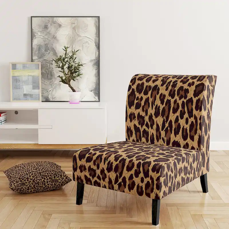 Designart Fauteuil d'appoint et fauteuil à accoudoirs en tissu d'ameublement Leopard Fur II