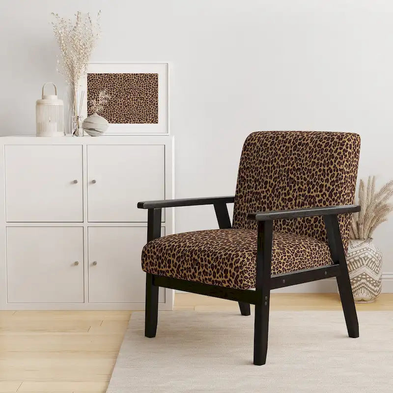Designart Fauteuil d'appoint et fauteuil à accoudoirs en tissu d'ameublement Leopard Fur II