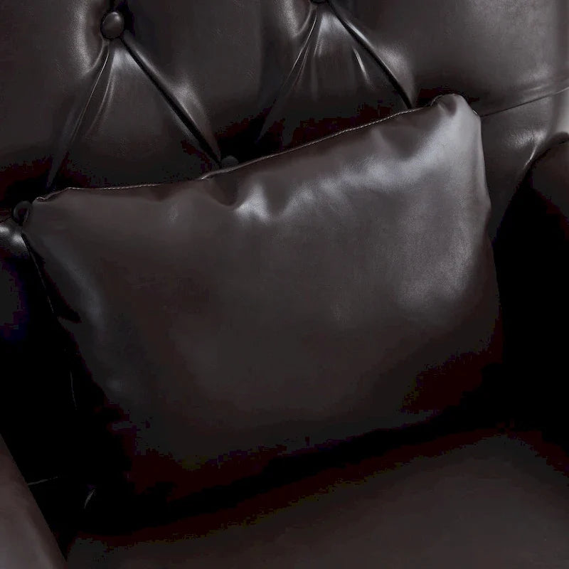 Fauteuil rembourré HUIMO avec boutons touffetés et oreiller lombaire Beige/Gris/Bleu clair/Marron