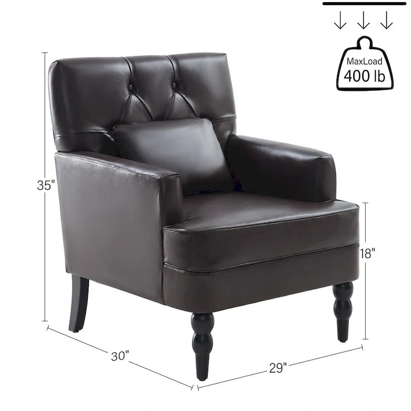 Fauteuil rembourré HUIMO avec boutons touffetés et oreiller lombaire Beige/Gris/Bleu clair/Marron