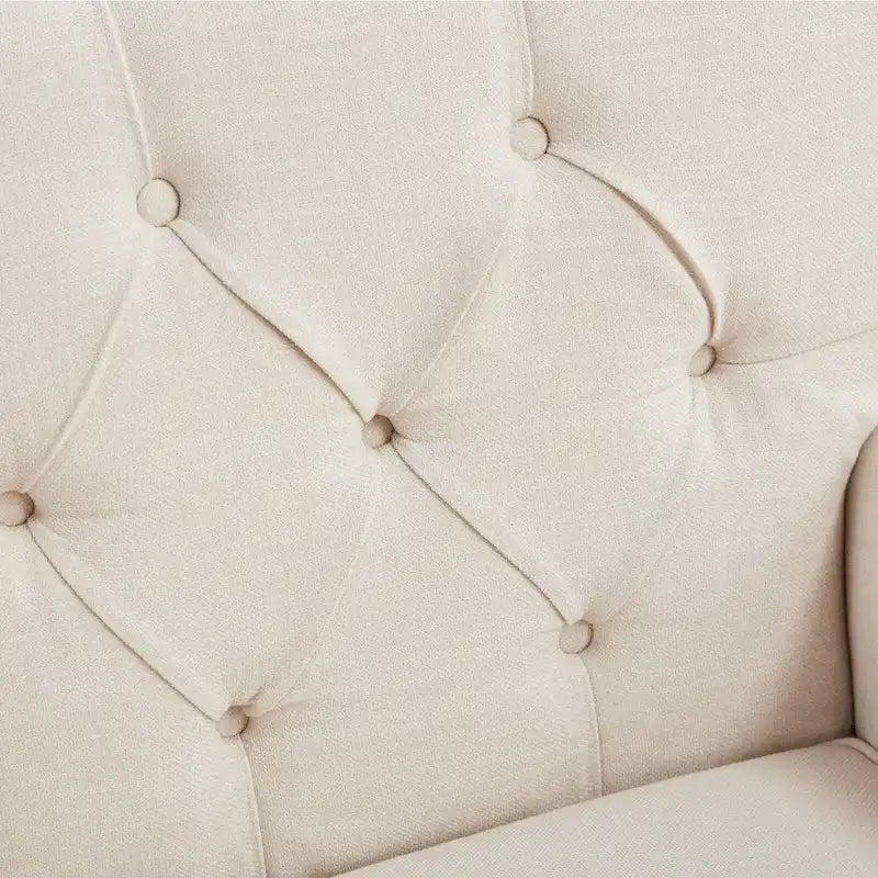 Fauteuil rembourré HUIMO avec boutons touffetés et oreiller lombaire Beige/Gris/Bleu clair/Marron