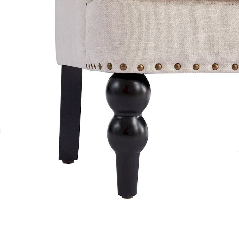 Fauteuil rembourré HUIMO avec boutons touffetés et oreiller lombaire Beige/Gris/Bleu clair/Marron