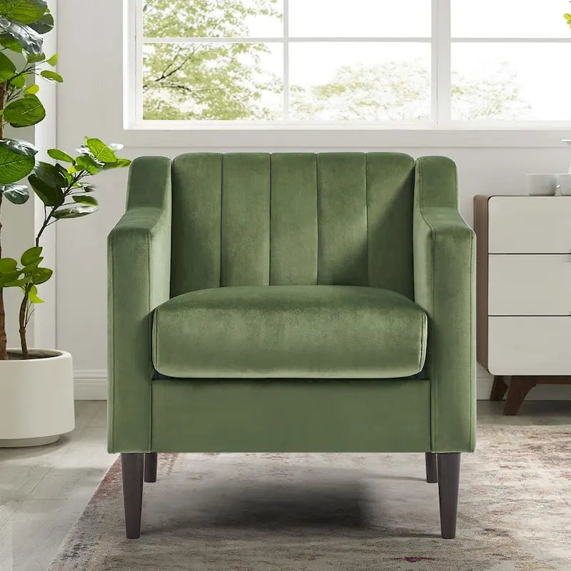 Modern Upholstered Tufted Accent Chair with Metal Legs