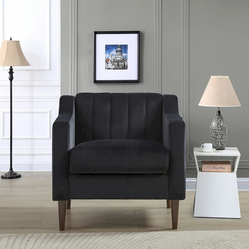 Modern Upholstered Tufted Accent Chair with Metal Legs