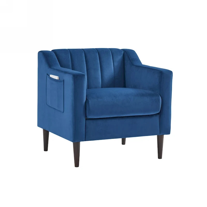 Modern Upholstered Tufted Accent Chair with Metal Legs