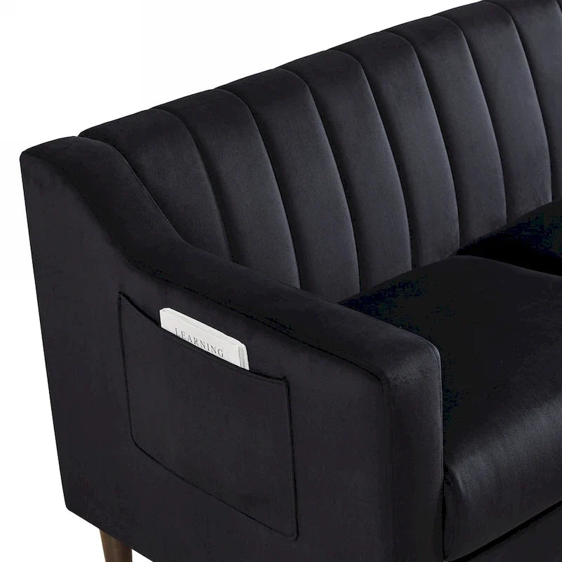 Modern Upholstered Tufted Accent Chair with Metal Legs