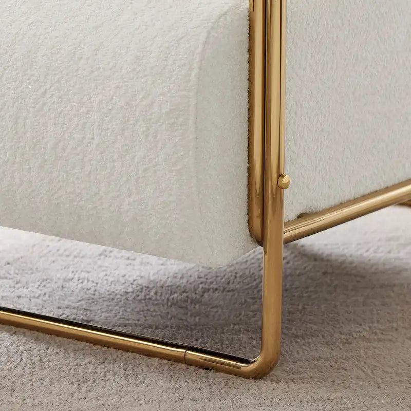 VANOMi 31 Wide Futuristic Velvet Armchair With Glossy Gold Frame Cylindrical Backrest