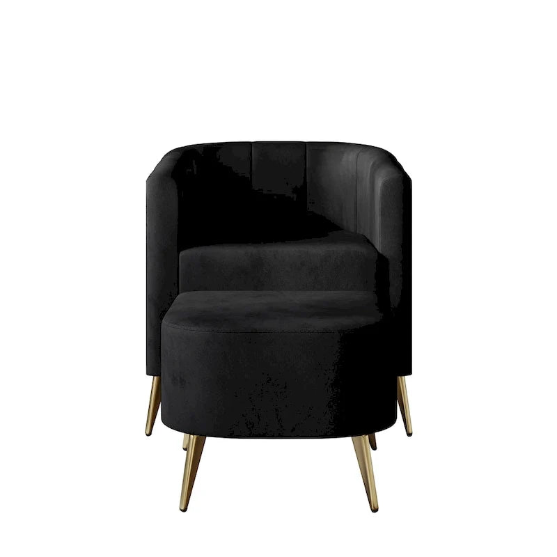 CraftPorch Modern Soft Velvet Upholstered Accent Chair with Ottoman