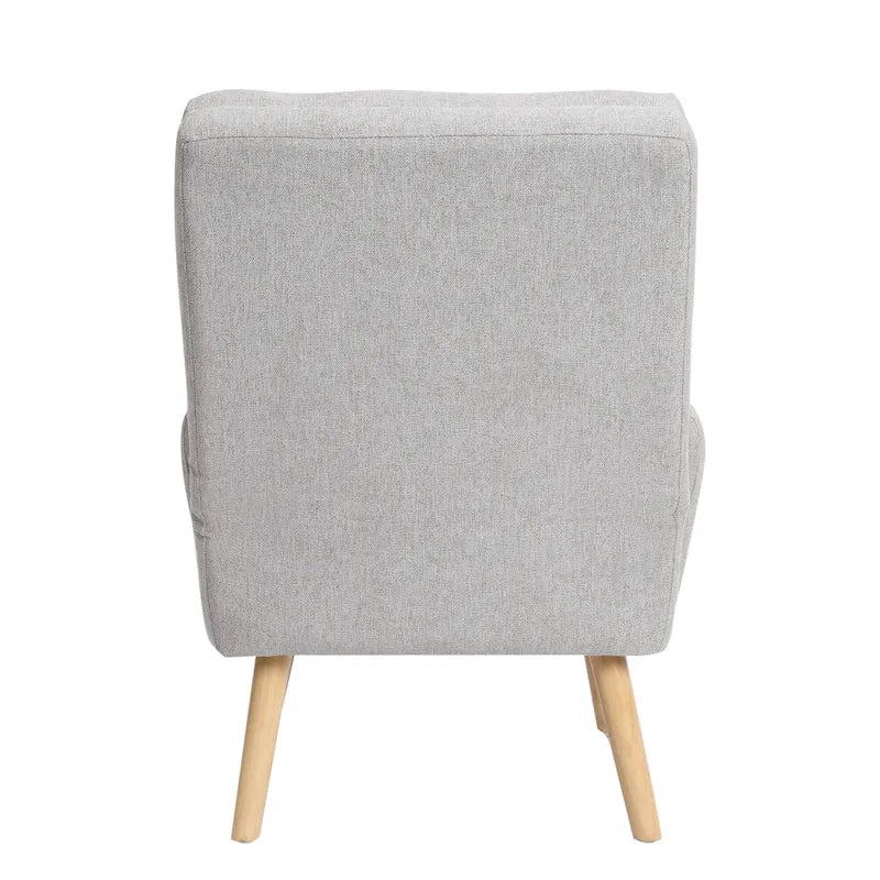 Accent Chair with Ottoman Set, Fabric Armchair with Wood Legs and Adjustable Backrest , Mid Century Modern Comfy Lounge Chair