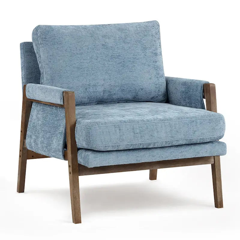 Mid-Century Modern 30 W Chenille Upholstered Accent Leisure Armchair