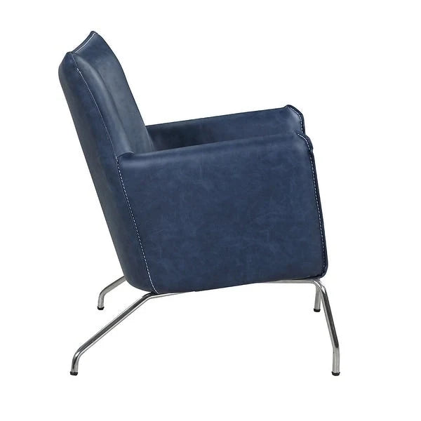 Fauteuil d'appoint Somette bleu avec cadre en acier