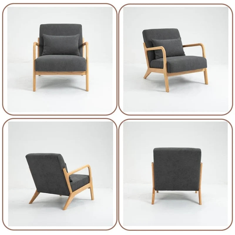 Fauteuil d'appoint en velours du milieu du siècle avec coussin lombaire
