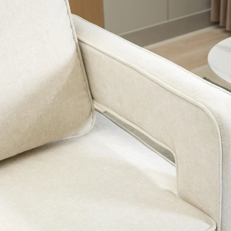 Modern Upholstered Swivel Open-Back Barrel Chair With Pillow